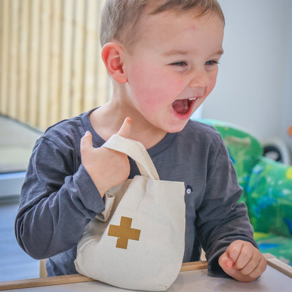 Baby Ellor silicone doctor’s kit toy set with pretend medical tools, ideal for imaginative play and role-playing activities.