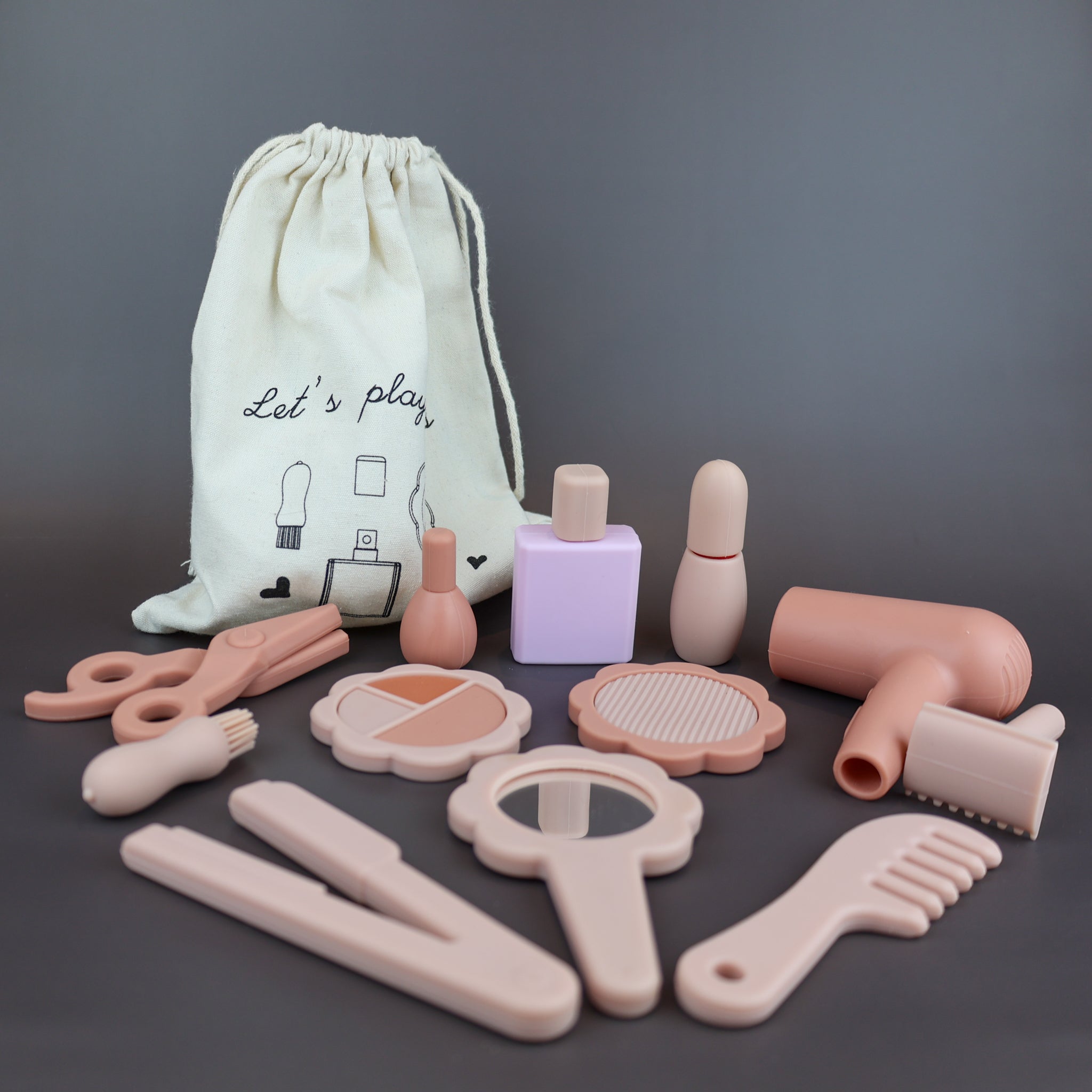 Baby Ellor silicone beauty and hair role play set with 12 toy accessories for pretend play and imaginative fun.
