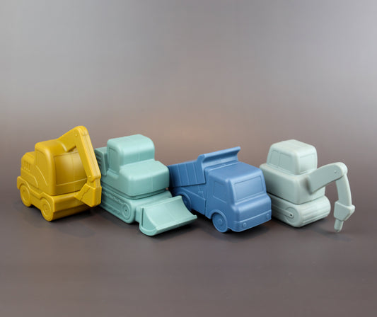 Silicone Bath Toys – Construction Vehicles Set (100% Food-Grade Silicone)