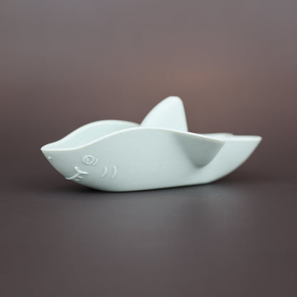 Baby Ellor silicone shark bath toy with colorful boat shapes, soft and safe for children to play during bath time.