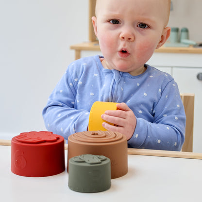 Montessori style silicone stacking cups for toddlers