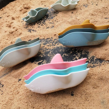 Baby Ellor silicone shark bath toy featuring colorful shark boats for kids' bath time fun and play.