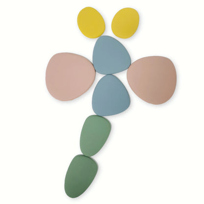 Baby Ellor silicone stacking pebbles, 8-piece set, colorful soft toys for babies and toddlers, suitable for sensory play.