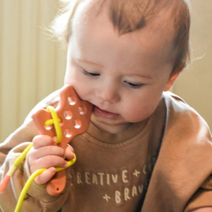 Baby Ellor animal threading toys set of 3 with colorful wooden animal shapes for toddlers' fine motor skill development.